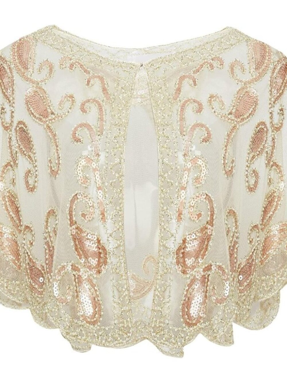 Shawl Wraps Sequin Beaded Evening Cape Bridal Shawl Bolero Flapper Cover Up